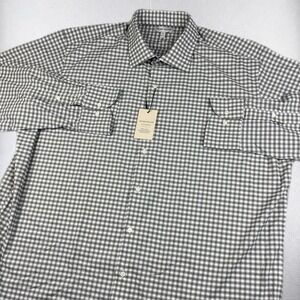 Peter Millar Button Shirt Men XL Golf Fairbanks Performance Twill Plaid Gray NWT